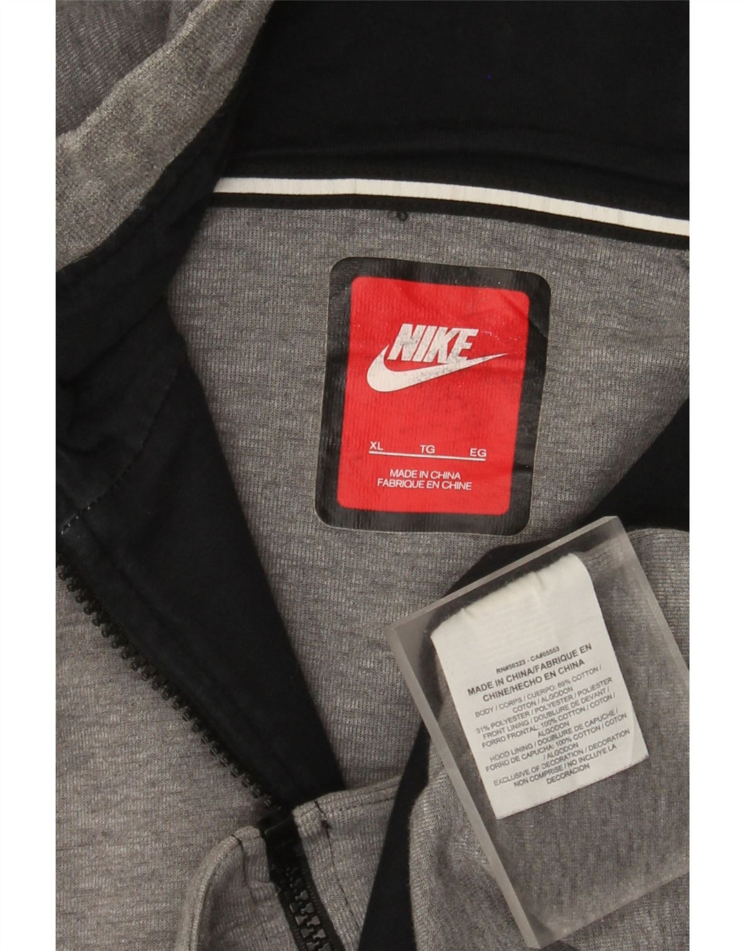 Suéter Nike masculino com capuz e zíper XL cinza algodão