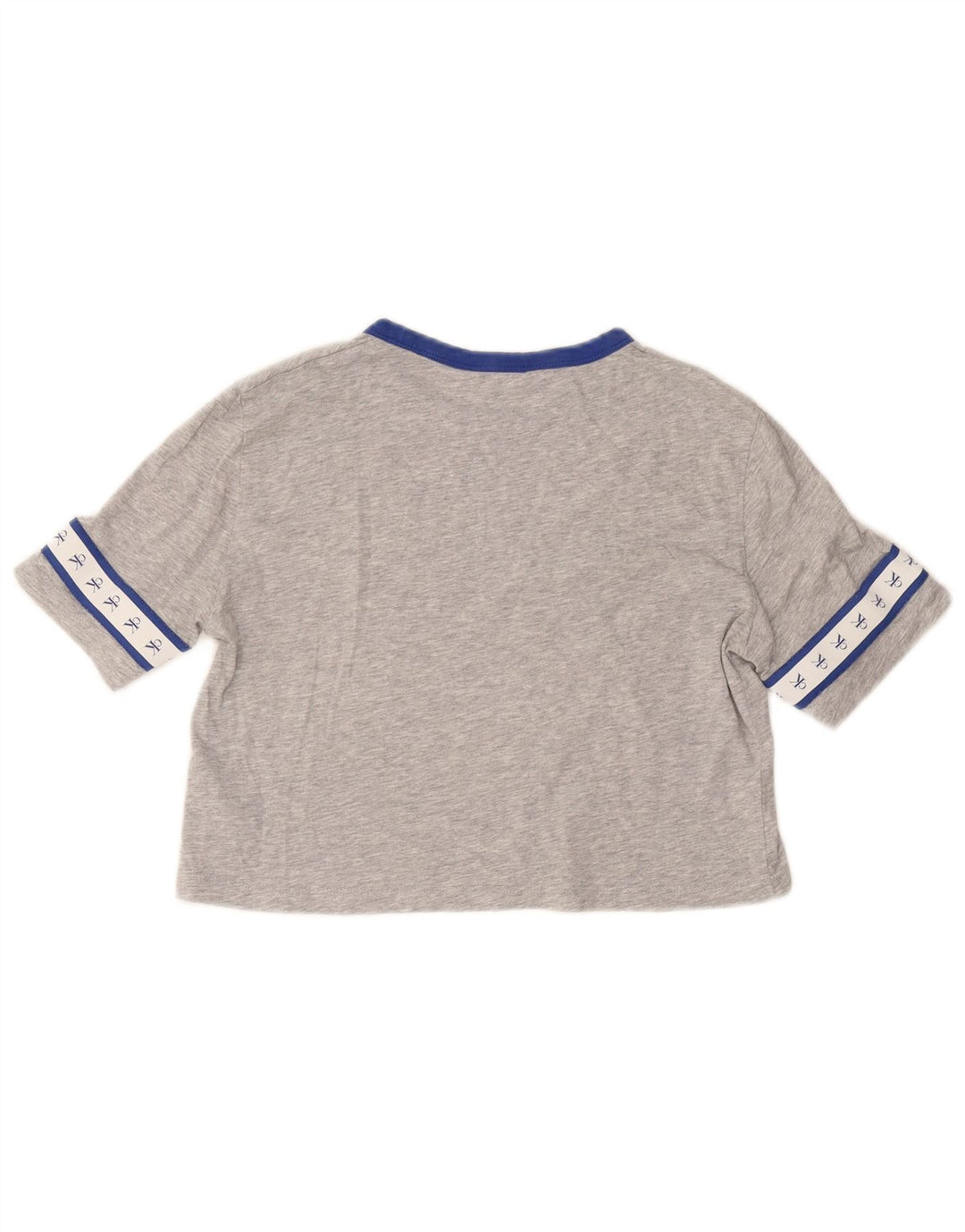 CALVIN KLEIN Camiseta Feminina Crop Graphic Top UK 6 XS Algodão Cinza