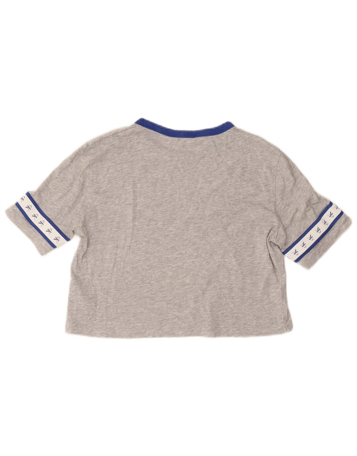 CALVIN KLEIN Camiseta Feminina Crop Graphic Top UK 6 XS Algodão Cinza