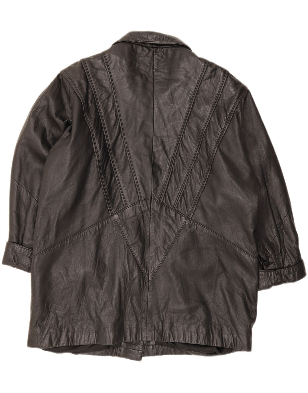 Jaqueta de couro feminina vintage IT 48 XL couro preto