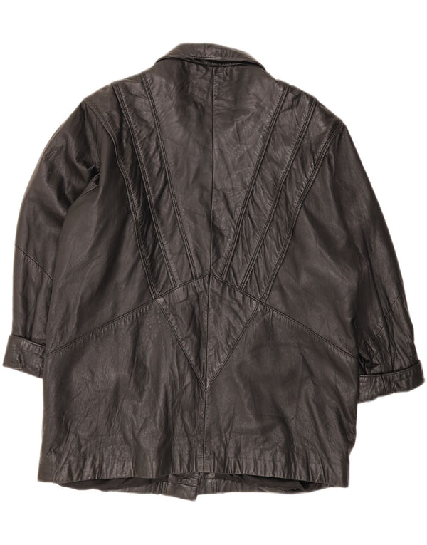 Jaqueta de couro feminina vintage IT 48 XL couro preto