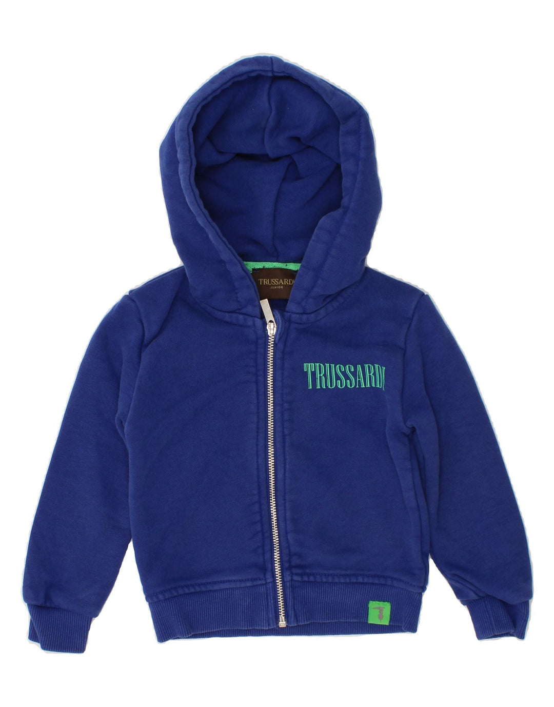 TRUSSARDI Baby Boys Graphic Zip Hoodie Sweater 9-12 Months Blue Cotton Vintage Trussardi and Second-Hand Trussardi from Messina Hembry 
