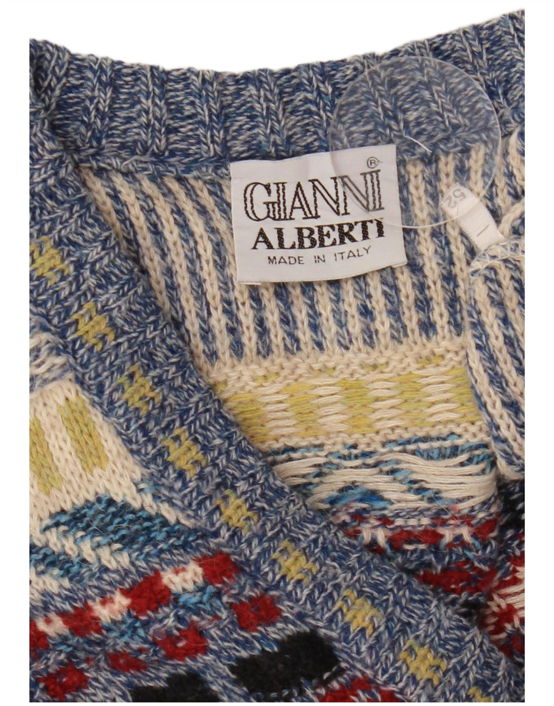 Suéter masculino Gianni Alberti com decote em V IT 52 grande multicolorido