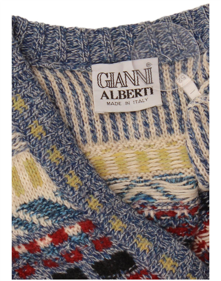 Suéter masculino Gianni Alberti com decote em V IT 52 grande multicolorido