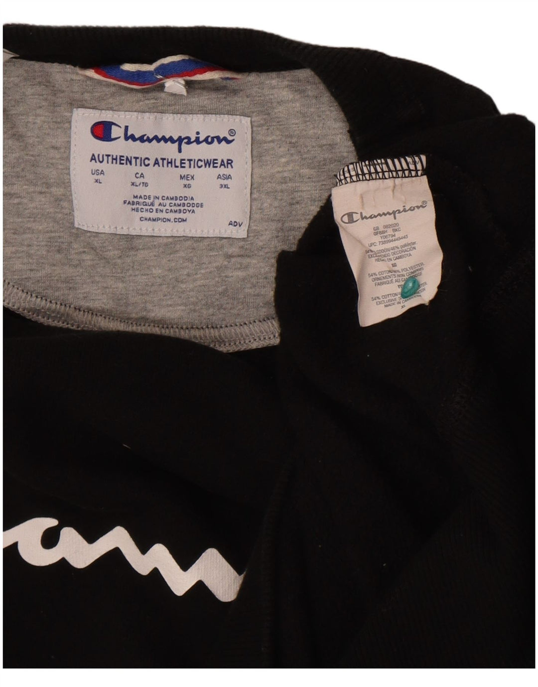 Campeão masculino gráfico moletom jumper XL algodão preto