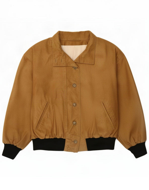 Jaqueta Bomber Vintage Feminina UK 16 Grande Bege