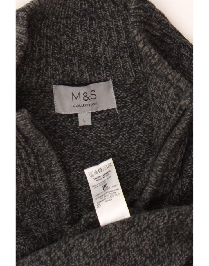 Suéter cardigã masculino Marks & Spencer grande cinza acrílico