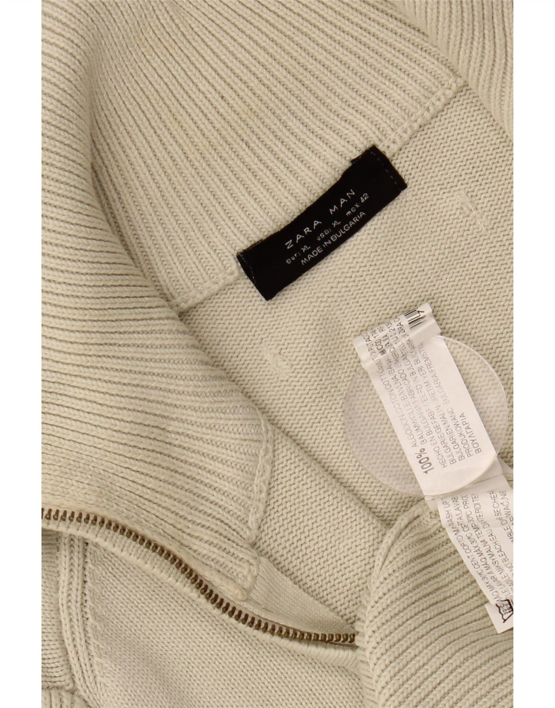 Suéter cardigã masculino Zara XL algodão branco