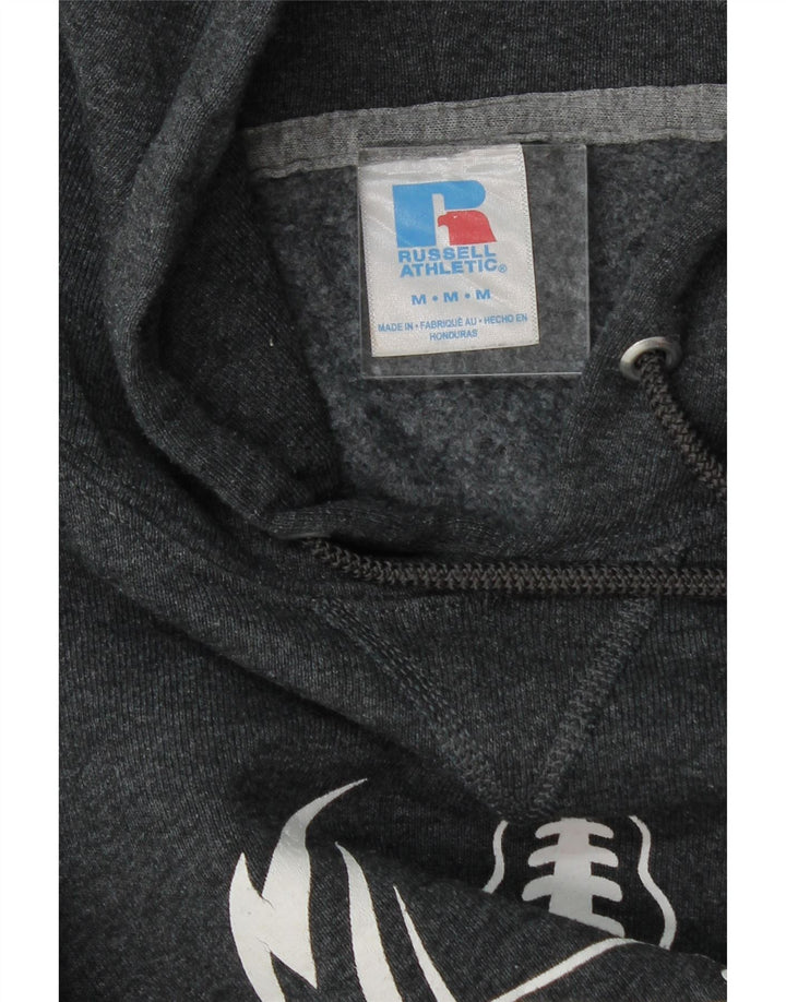 RUSSELL ATHLETIC Mens Hornets Graphic Hoodie Jumper Medium Grey Cotton Vintage Russell Athletic and Second-Hand Russell Athletic from Messina Hembry 