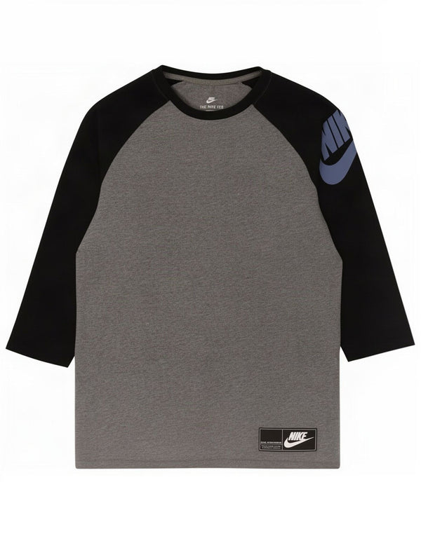 Top gráfico masculino Nike manga 3/4 pequeno cinza colorblock algodão