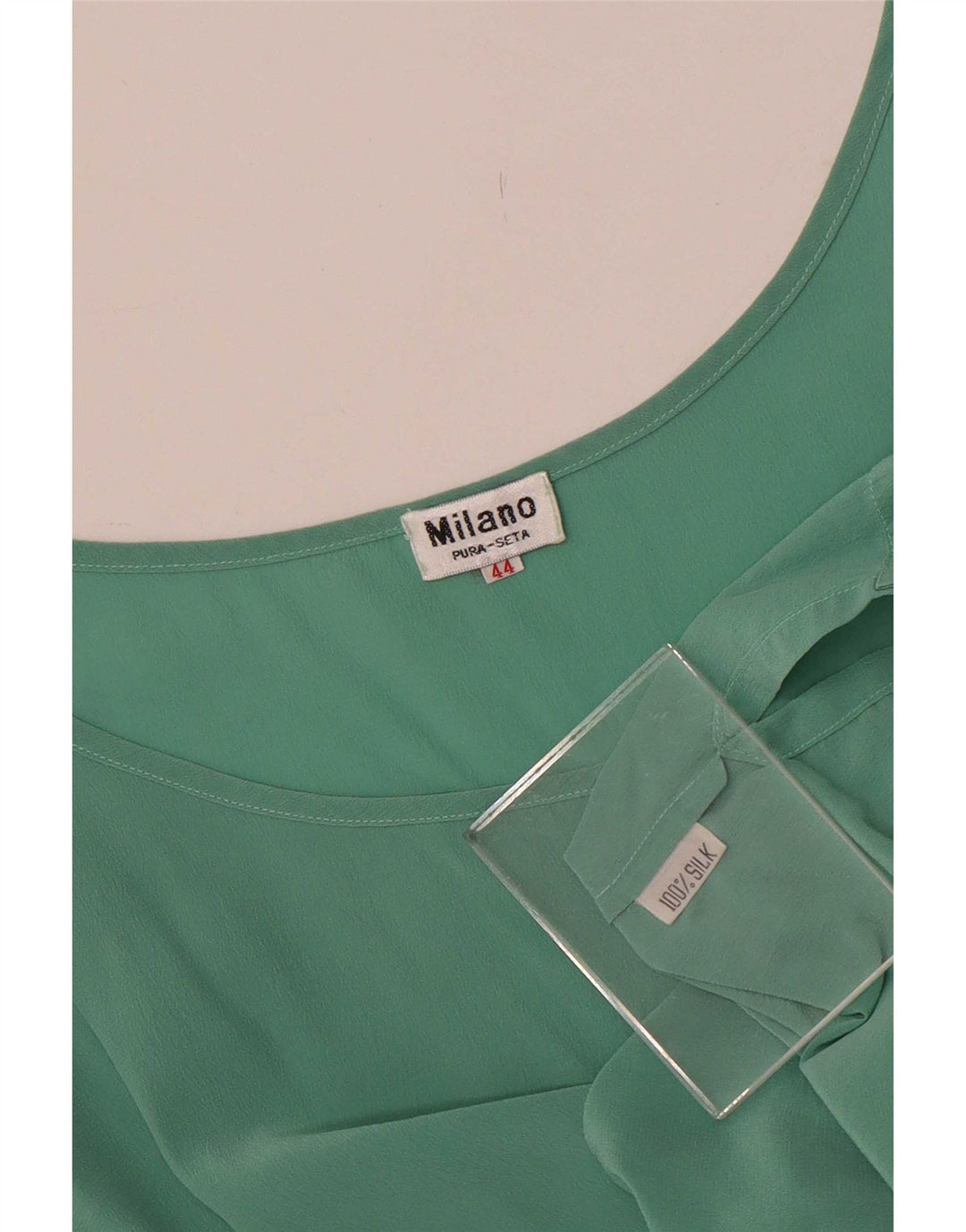 Blusa feminina vintage sem mangas Top IT 44 seda verde médio