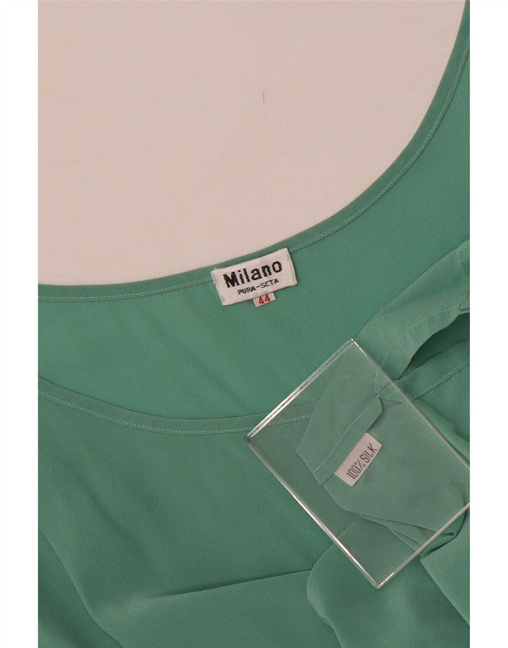 Blusa feminina vintage sem mangas Top IT 44 seda verde médio