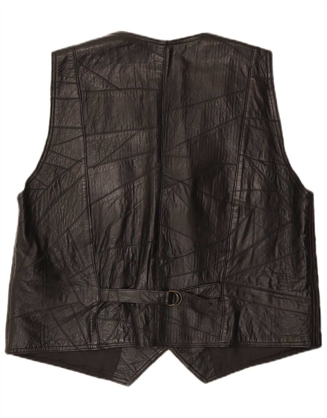 Colete de couro masculino vintage grande preto
