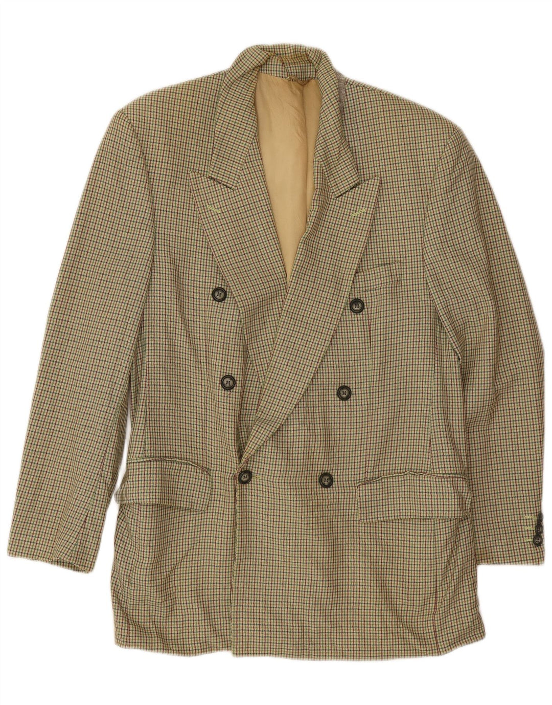 Pierre Laffitte Jaqueta masculina Longline Blazer Reino Unido 38 Médio Verde Houndstooth