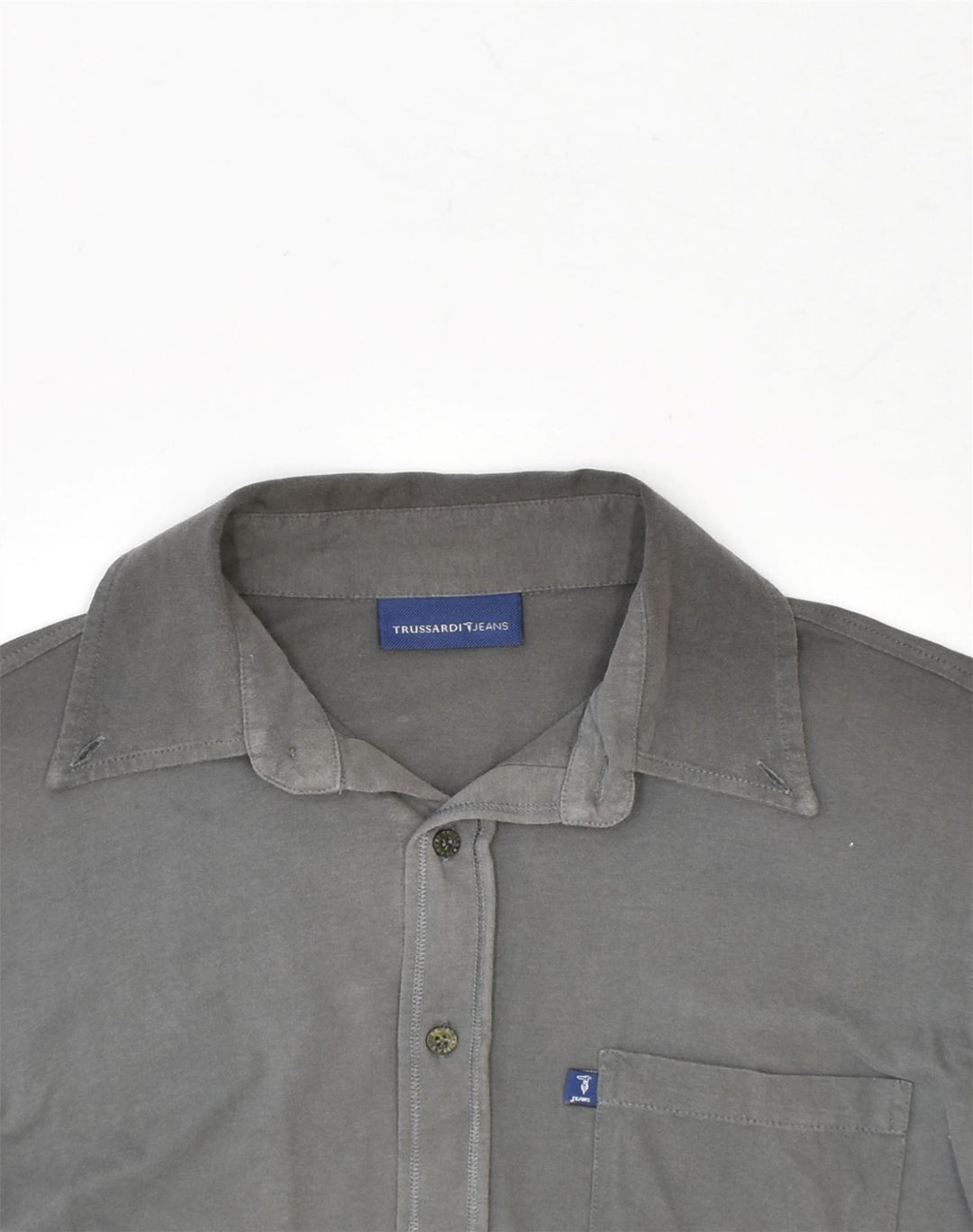TRUSSARDI JEANS Mens Shirt Medium Grey Cotton | Vintage | Thrift | Second-Hand | Used Clothing | Messina Hembry 