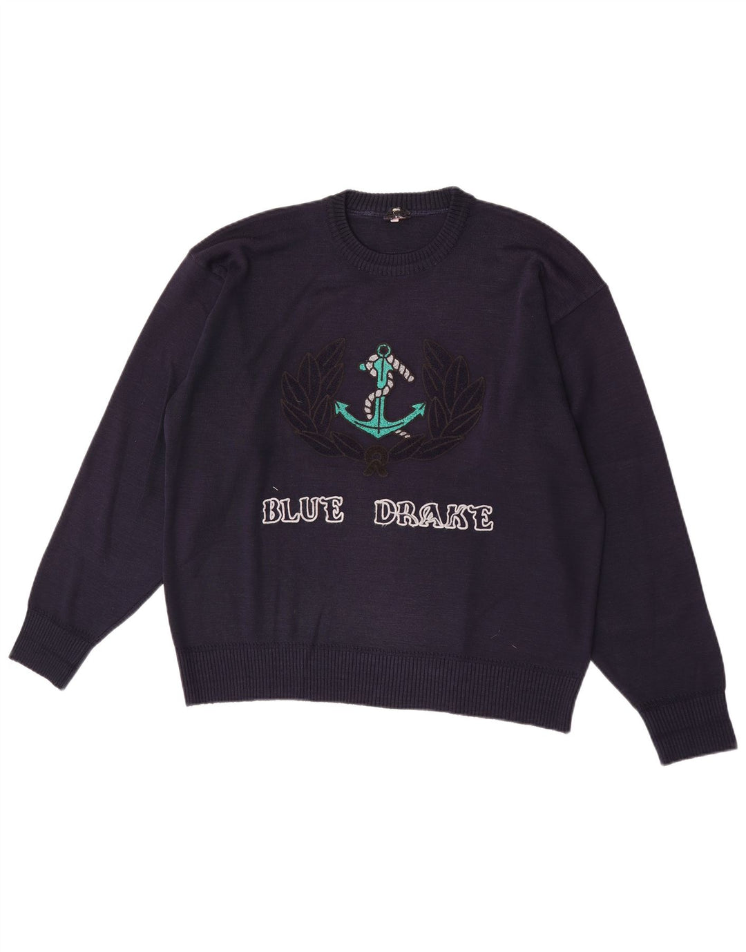 Suéter masculino Blue Drake com gola redonda e gola redonda grande azul marinho