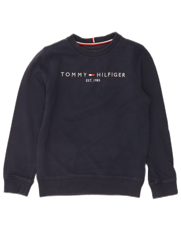 Tommy Hilfiger Meninos moletom gráfico jumper 6-7 anos azul marinho algodão