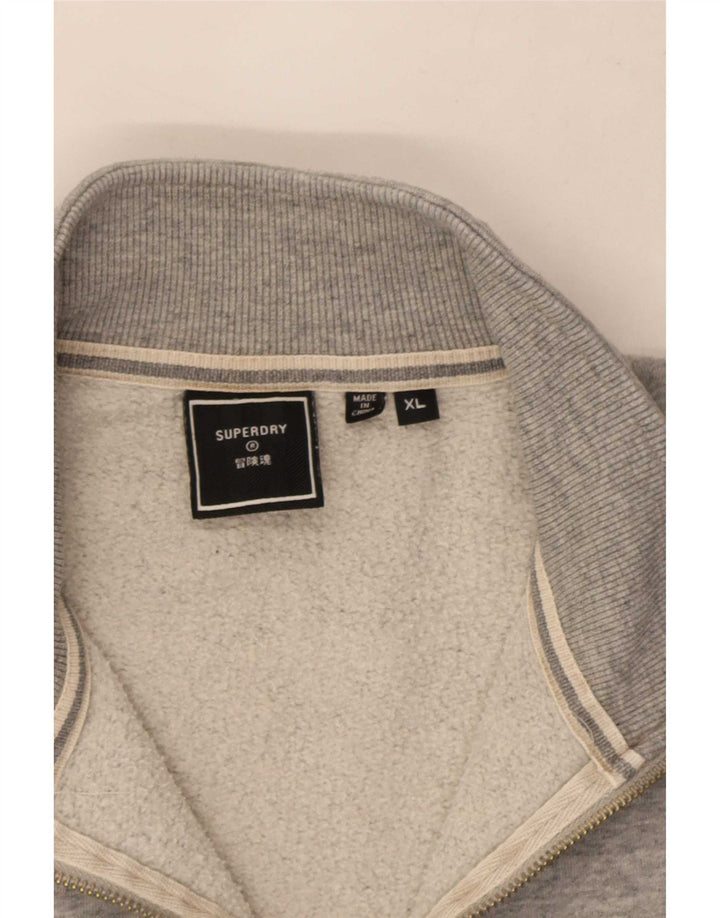Suéter masculino Superdry com zíper e gola XL cinza manchado