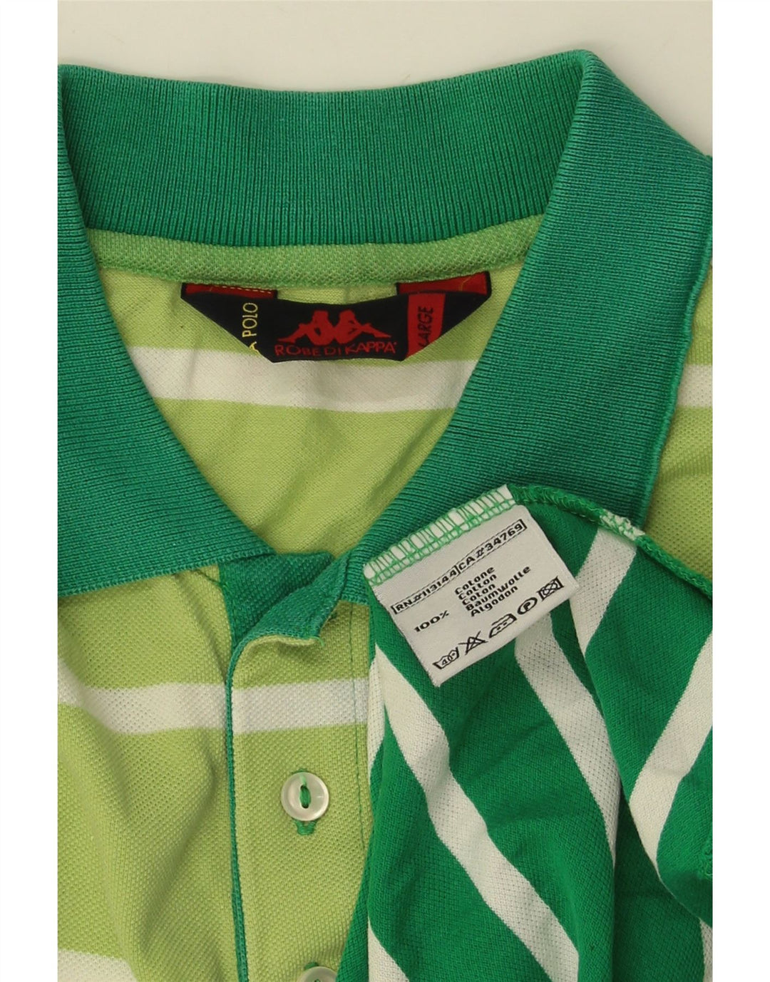 Camisa polo masculina KAPPA grande algodão listrado verde