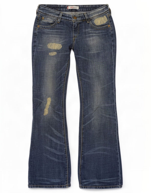 Calça jeans feminina Levi's 572 cintura baixa desgastada bootcut W28 L30 algodão azul