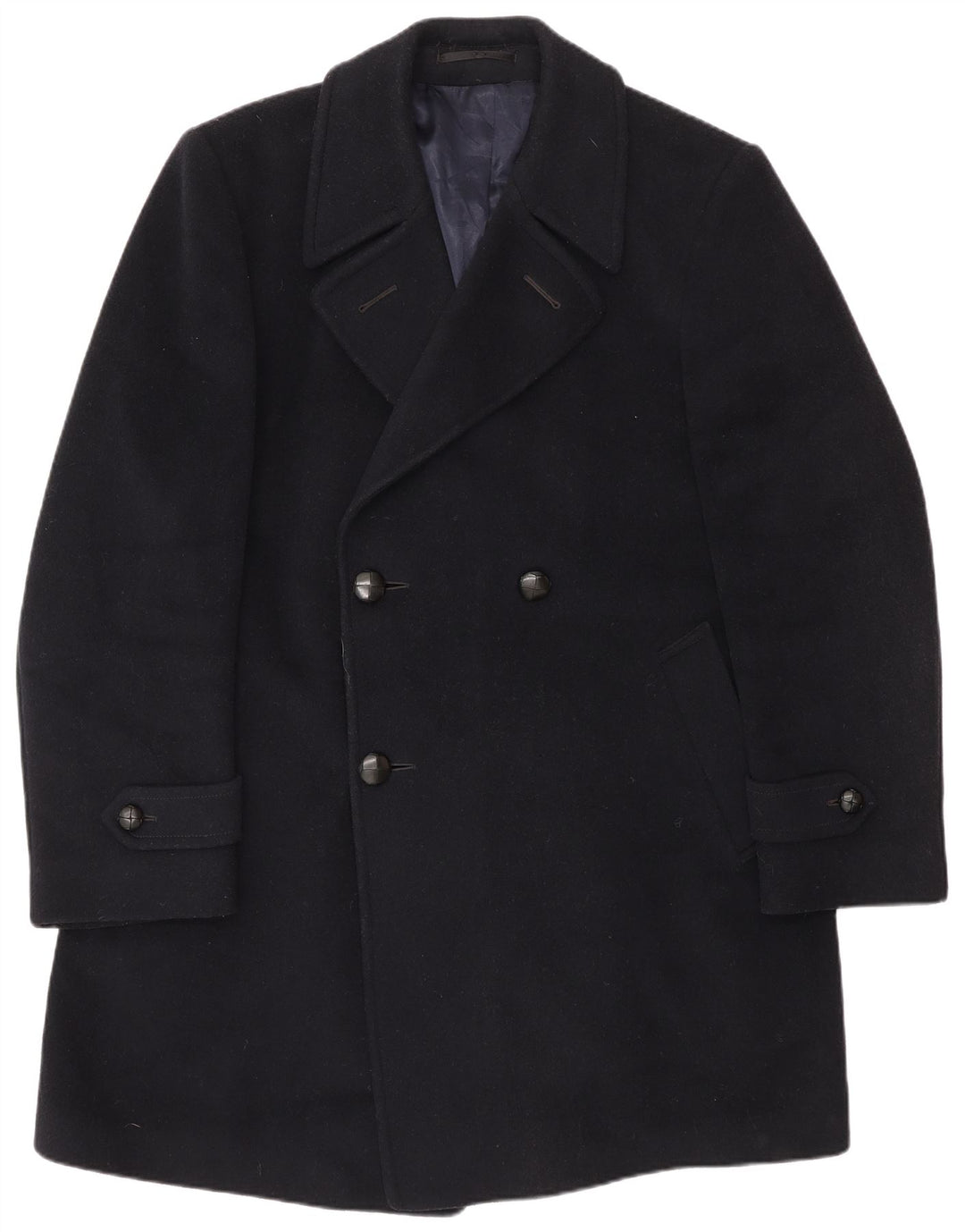 Casaco masculino vintage com peito duplo Reino Unido 40 grande azul marinho