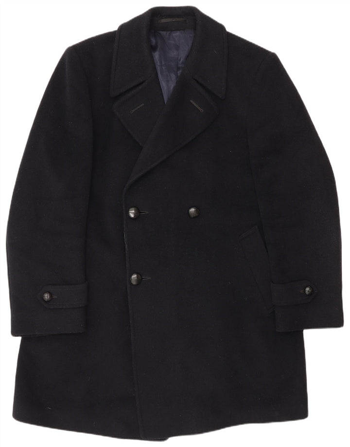 Casaco masculino vintage com peito duplo Reino Unido 40 grande azul marinho