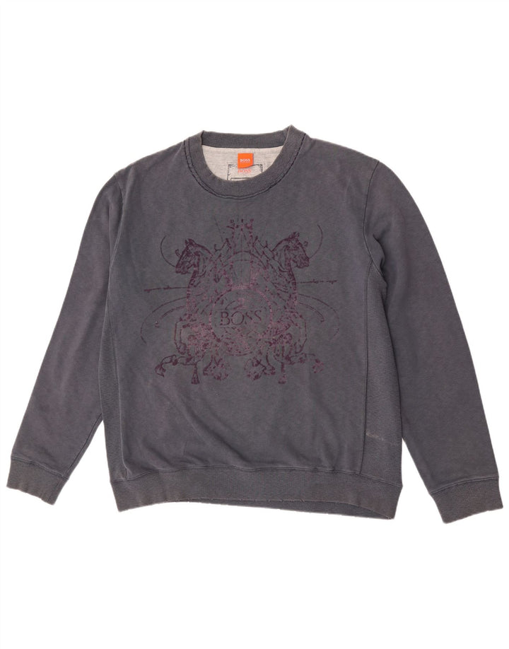 Hugo Boss moletom gráfico masculino Jumper XL azul marinho algodão
