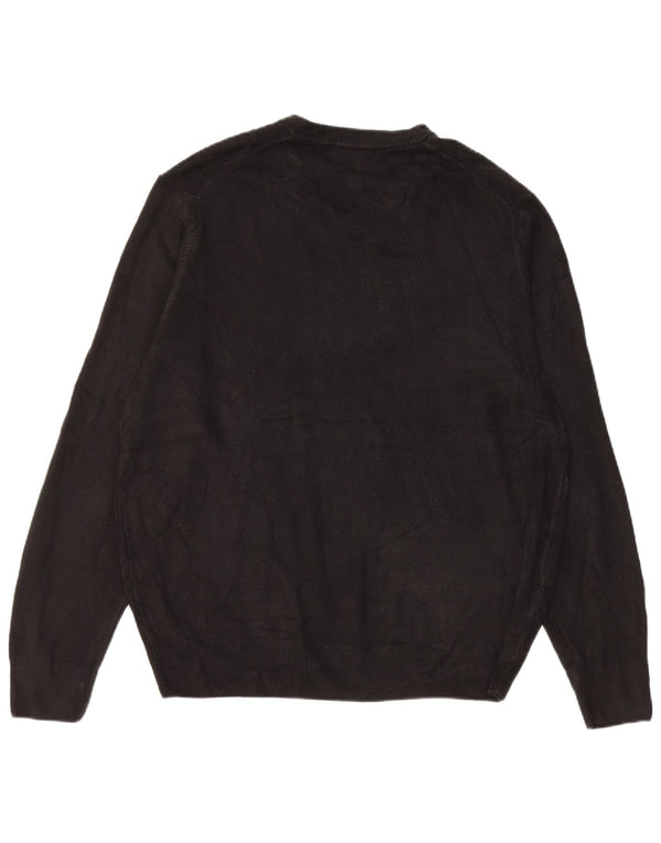 Dockers Mens V-Neck Jumper Sweater XL Black Acrylic