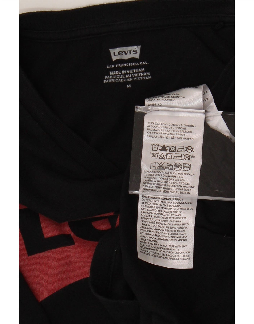 Camiseta feminina gráfica LEVI'S UK 14 algodão preto médio