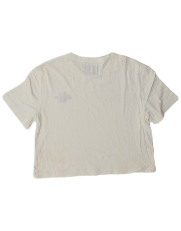 Camiseta Calvin Klein Feminina Crop Top UK 6 XS Branco