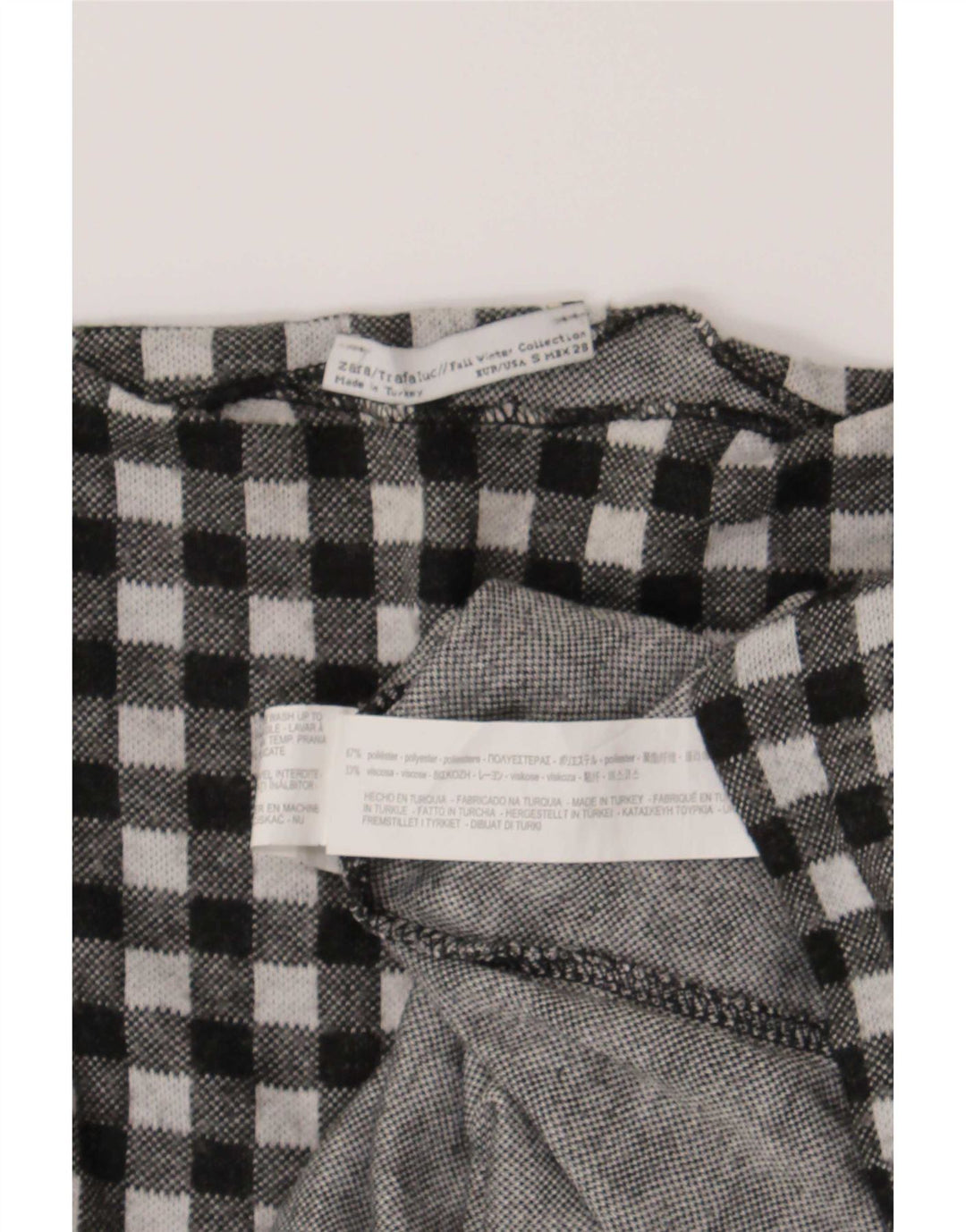 Zara Womens Trafaluc Oversized Top Manga Longa Reino Unido 10 Pequeno Preto Gingham