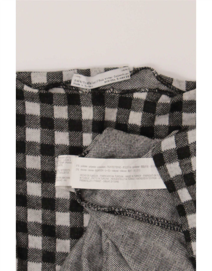 Zara Womens Trafaluc Oversized Top Manga Longa Reino Unido 10 Pequeno Preto Gingham