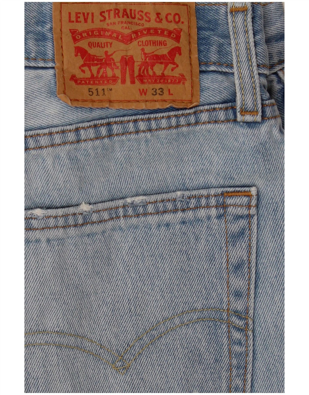 Shorts jeans masculino Levi's 511 Slim Fit desgastado W33 algodão azul médio