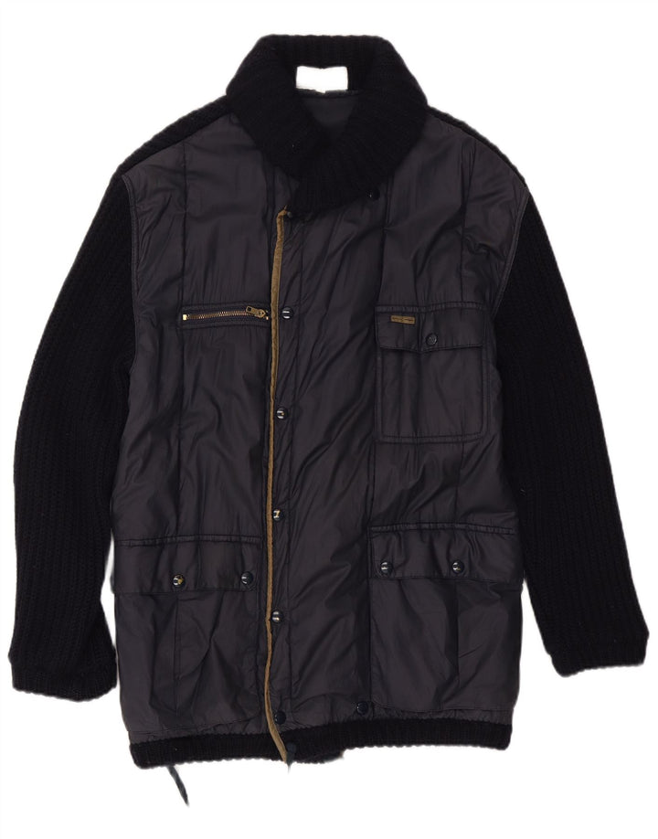 Jaqueta utilitária masculina Iceberg UK 38 lã azul marinho médio