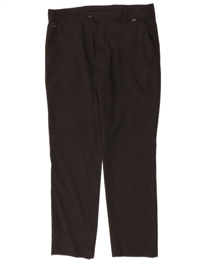 Calça chino reta masculina Marks & Spencer W36 L30 poliéster preto