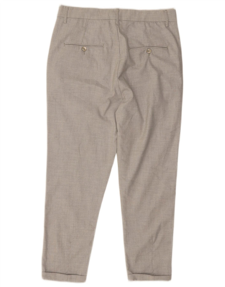 Zara Calça Chino Masculina Pegged EU 40 Médio W31 L24 Cinza Poliéster