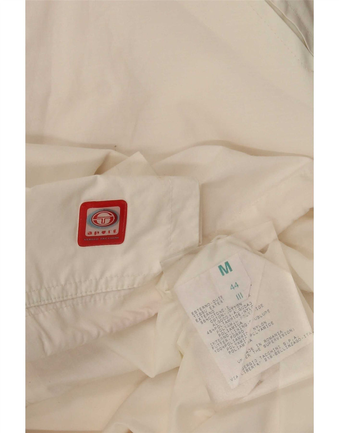Jaqueta corta-vento feminina Sergio Tacchini Reino Unido 14 algodão branco médio