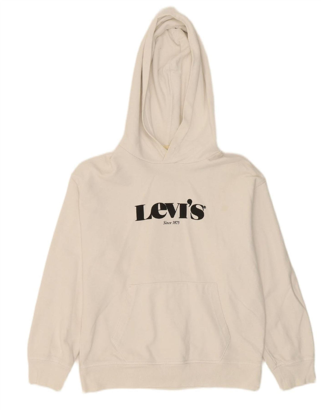 Suéter feminino com capuz gráfico oversized LEVI'S Reino Unido 6 XS algodão branco