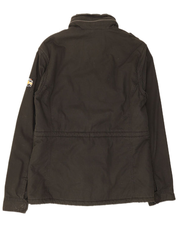 Jaqueta militar com capuz masculina Superdry UK 40 grande algodão preto
