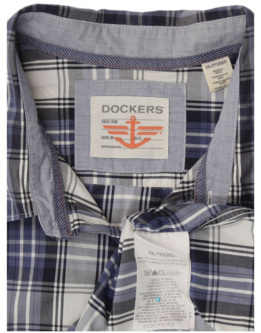 Camisa masculina DOCKERS 2XL algodão xadrez azul marinho