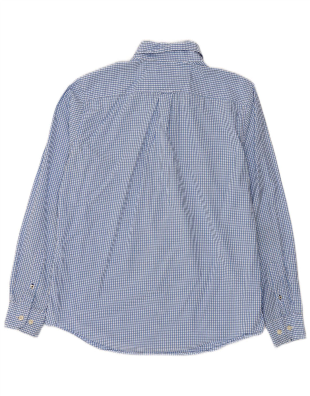 Camisa masculina Nautica pequena azul algodão guingão