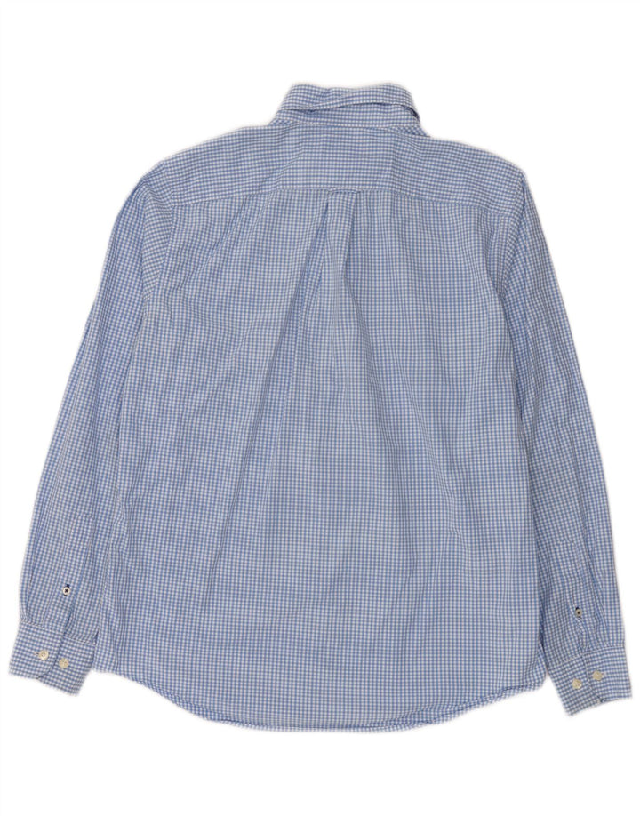Camisa masculina Nautica pequena azul algodão guingão
