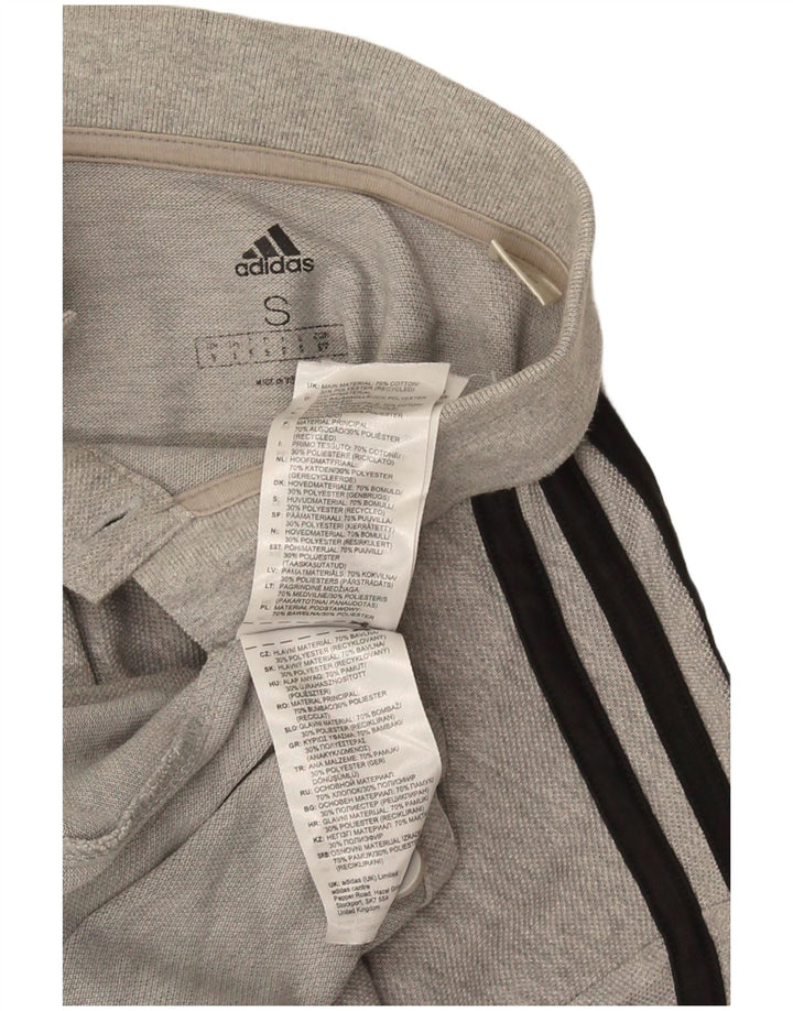 Camisa polo masculina Adidas pequena algodão manchado cinza