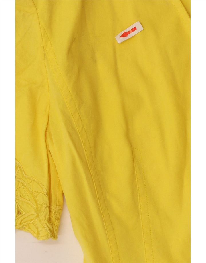 Cardigan feminino vintage de manga curta IT 42 algodão amarelo médio