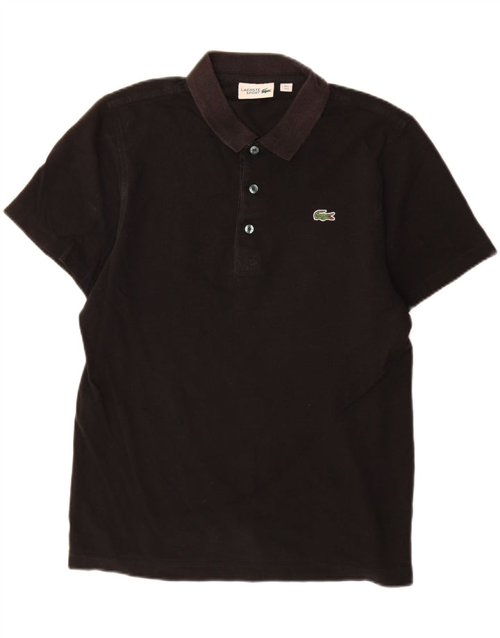 Camisa polo masculina Lacoste tamanho 4 médio algodão preto