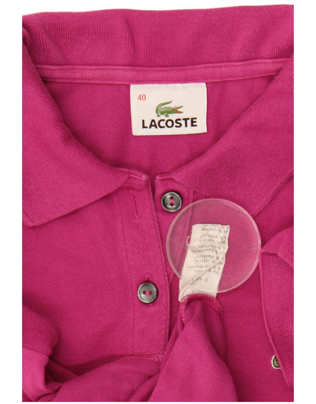 Camisa polo feminina Lacoste tamanho 40 algodão rosa médio