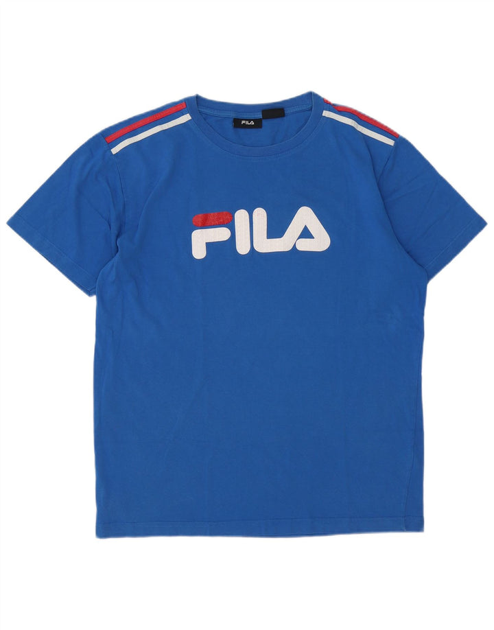 Fila Mens Graphic T-Shirt Top Grande Algodão Azul