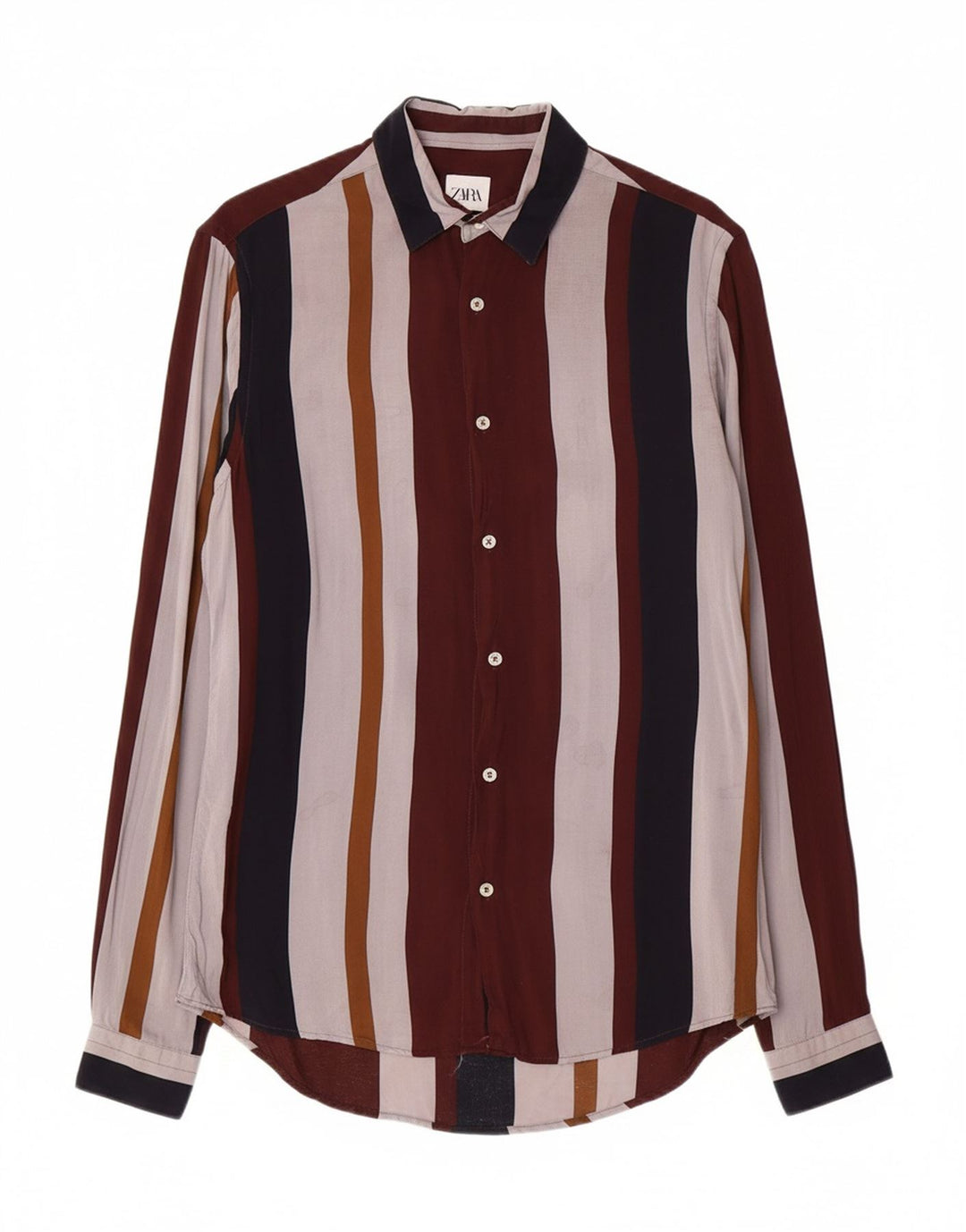 Camisa masculina ZARA com ajuste relaxado pequena listrada multicolorida
