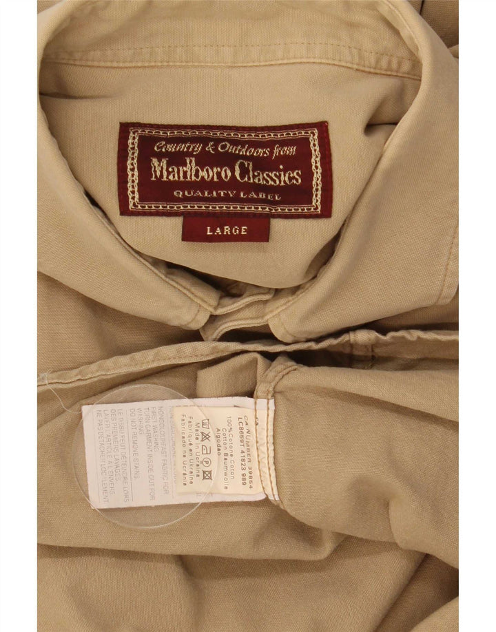 Camisa masculina Marlboro Classics grande algodão bege