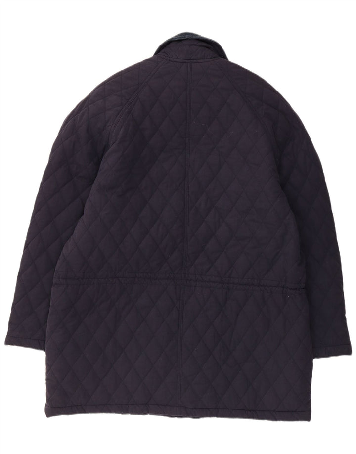 Jaqueta acolchoada masculina vintage UK 42 XL poliéster azul marinho